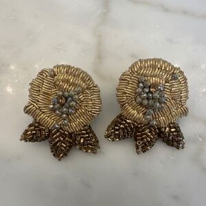 Olivia Darr beaded silver and gold rose earrings